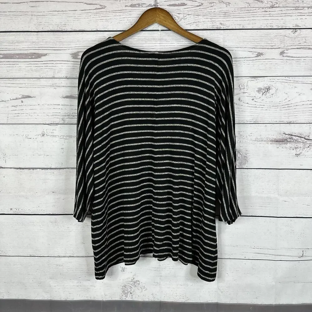 J Jill Shirt Womens XL Black Gray Wearever Stretch Slinky Tunic Casual‎